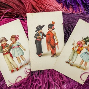 Cartoline antiche con coppie di bambini, cartoline d'epoca illustratore Collino, cartoline vintage da collezione epoca aani '30, Collino immagine 1
