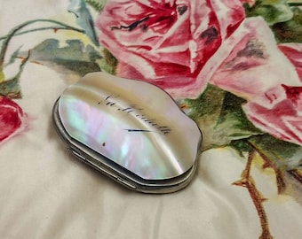 Antique French Mother of Pearl Coin Wallet, Souvenir de La Rochelle