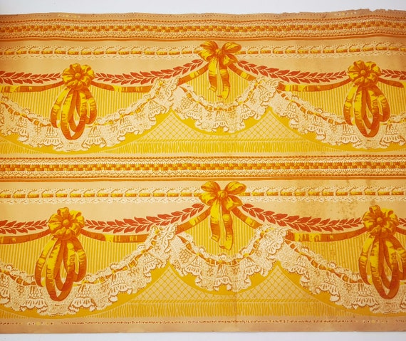 Antique FRENCH WALLPAPER Borders Laces and Ribbon Bows Decor - Etsy