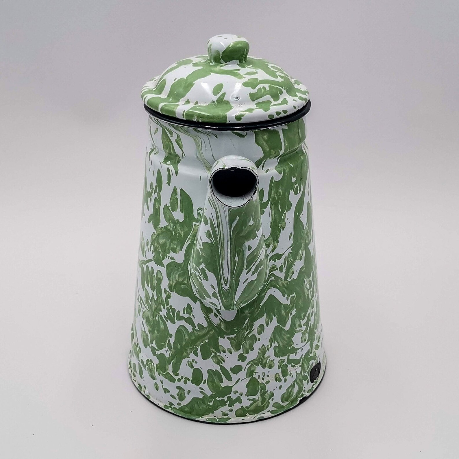 Antique Enamel French Coffee Pot Light Green Marbled Effect Etsy