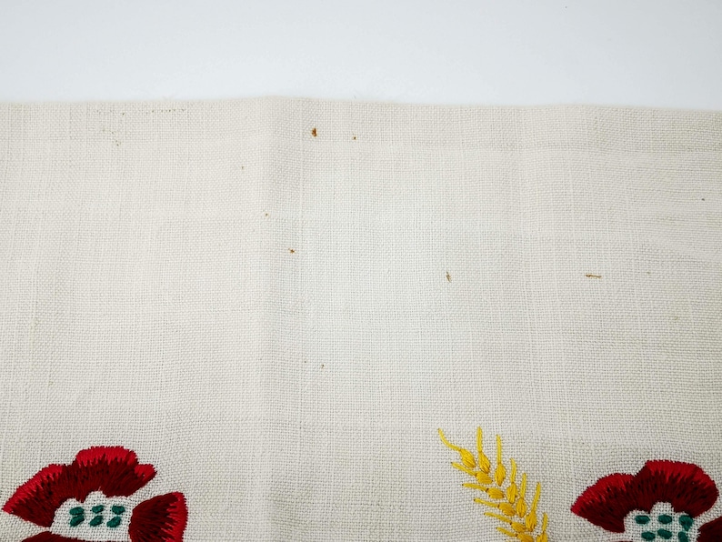 Vintage French Hand Embroidered Cross Stitched Floral