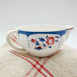 Antique French sauce boat or gravy boat, Digoin Sarreguemines sauce boat model Ninette, red roses & grey decoration, collectible Digoin