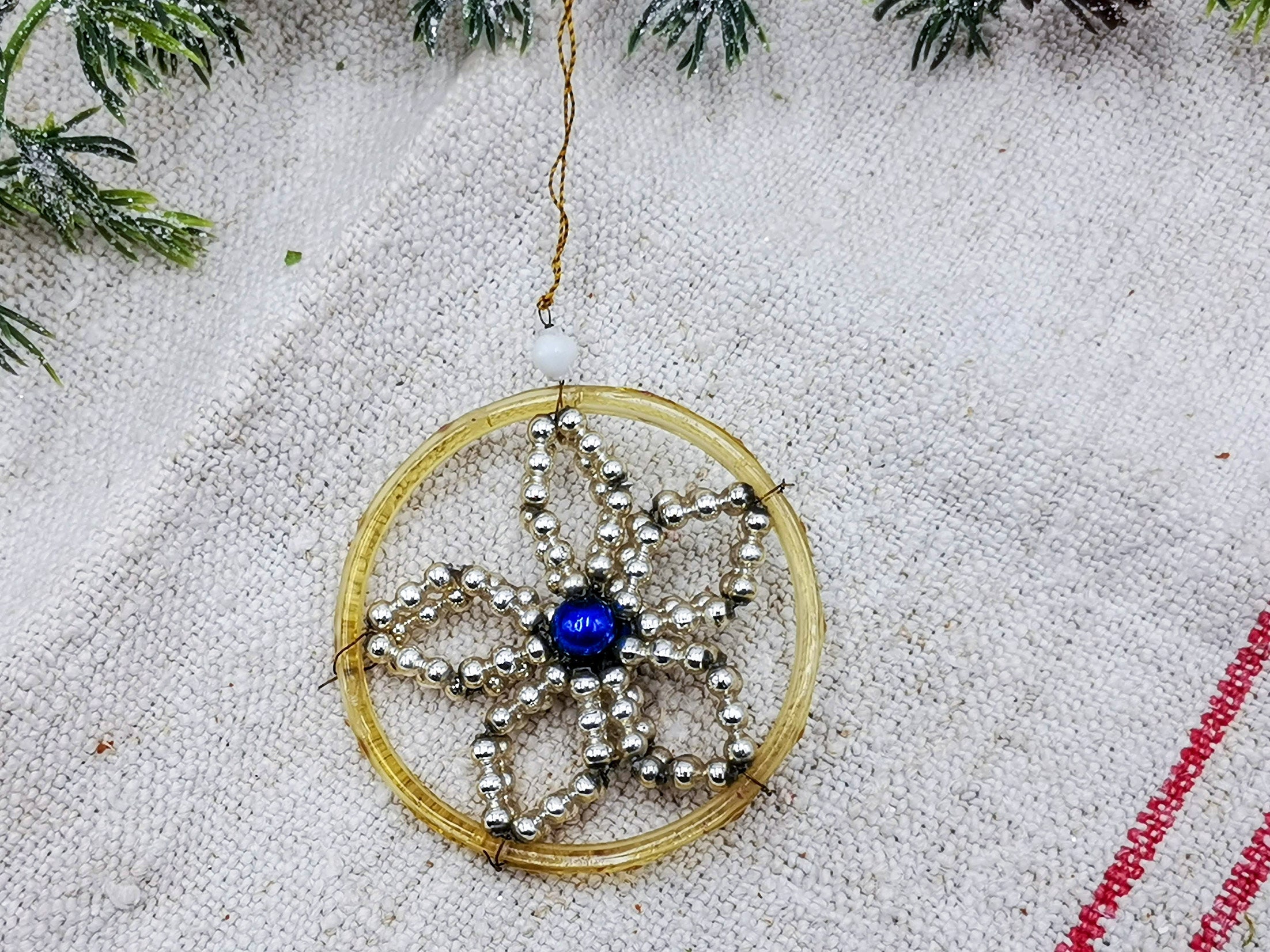 Antique Gablonz Beaded Christmas Ornament, Early 1900s, Bohemian