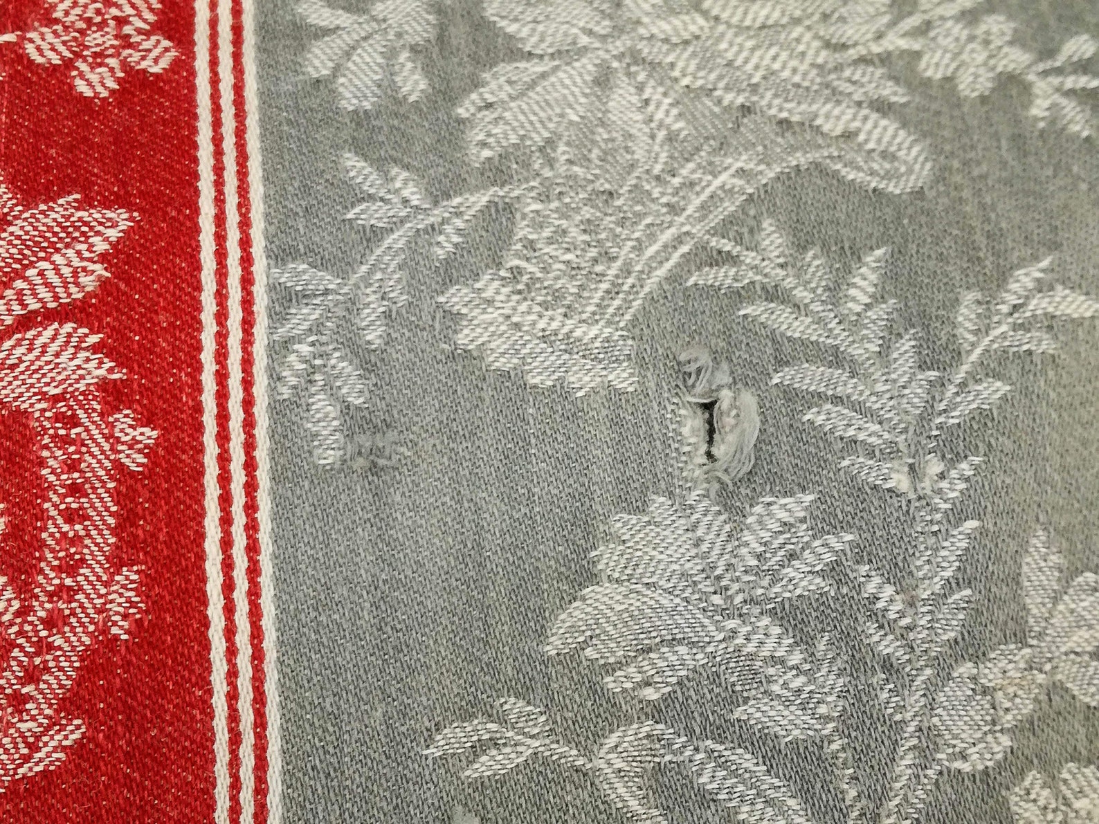 Antique French Mattress Ticking Fabric Red & Grey Napoleon III Etsy