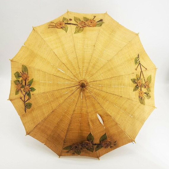 Antique Italian parasol umbrella, made in woven s… - image 1