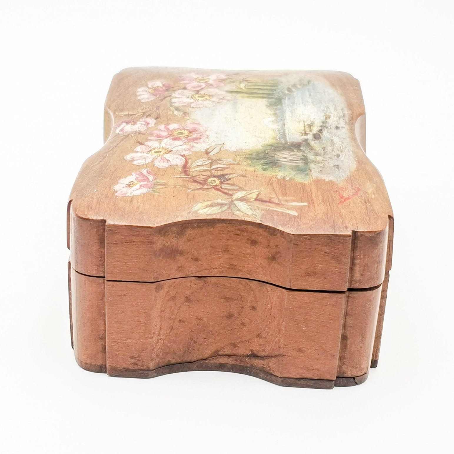 Antique FRENCH olive wood Box antique Souvenir box hand Etsy