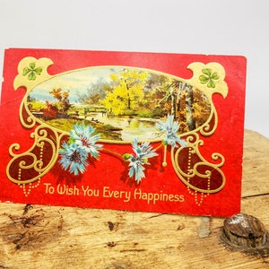 Antike Postkarte mit Kornblumen, Art Nouveau Stil Postkarte, Edwardian Ära geprägte Postkarte, geschriebene, sammlerliche amerikanische Postkarte