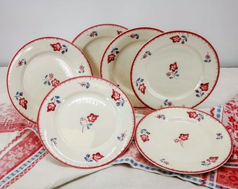 ヴィンテージ フランス製 ケーキ皿 6枚セット 手書き葡萄柄