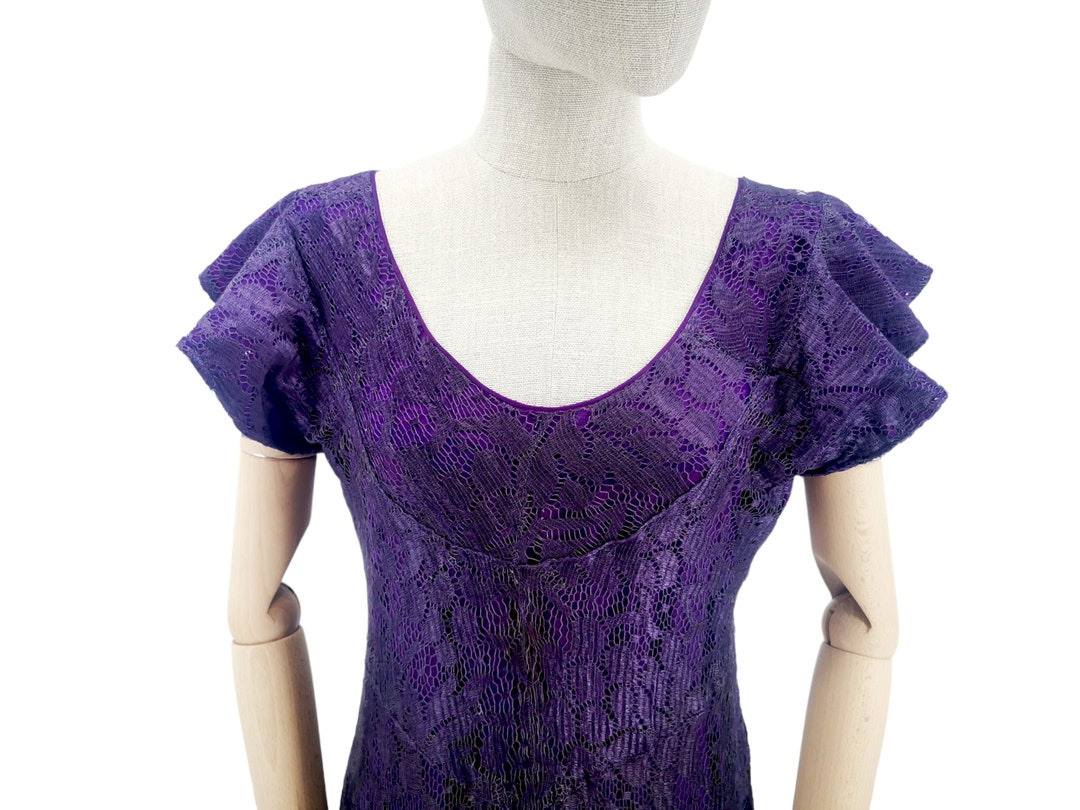 Vintage 30's purple zip front dress M L Lawtex