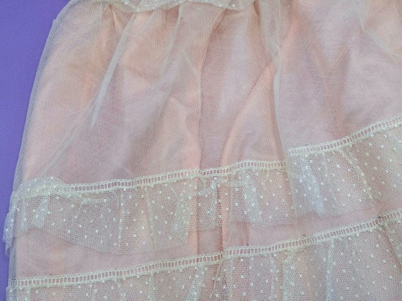 Antique French baby girl dress, pink silk and tul… - image 7