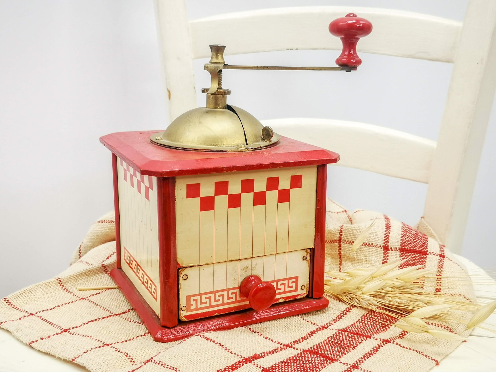 Antique French Coffee Grinder Lithographed Coffee Grinder Etsy