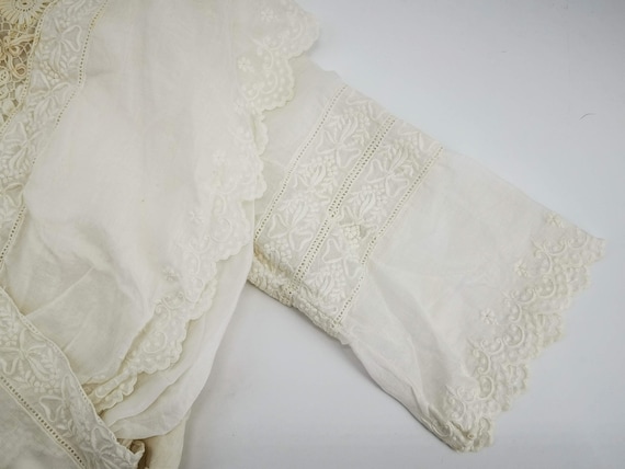 Antique French blouse, Irish crochet lace yoke an… - image 7