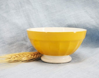 Antique French cafè au lait bowl, yolk yellow bowl Digoin Sarreguemines, small size bowl, vintage french bowl, collectable bowl