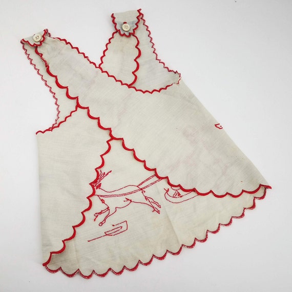 Antique baby apron, French baby apron in white li… - image 3