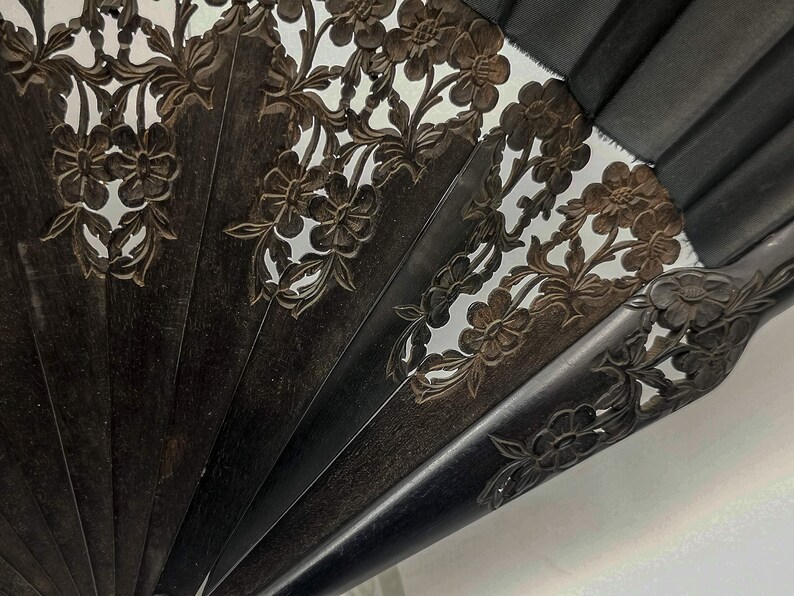 Antique French Hand Fan Carved Sticks Folding Fan Hand Etsy