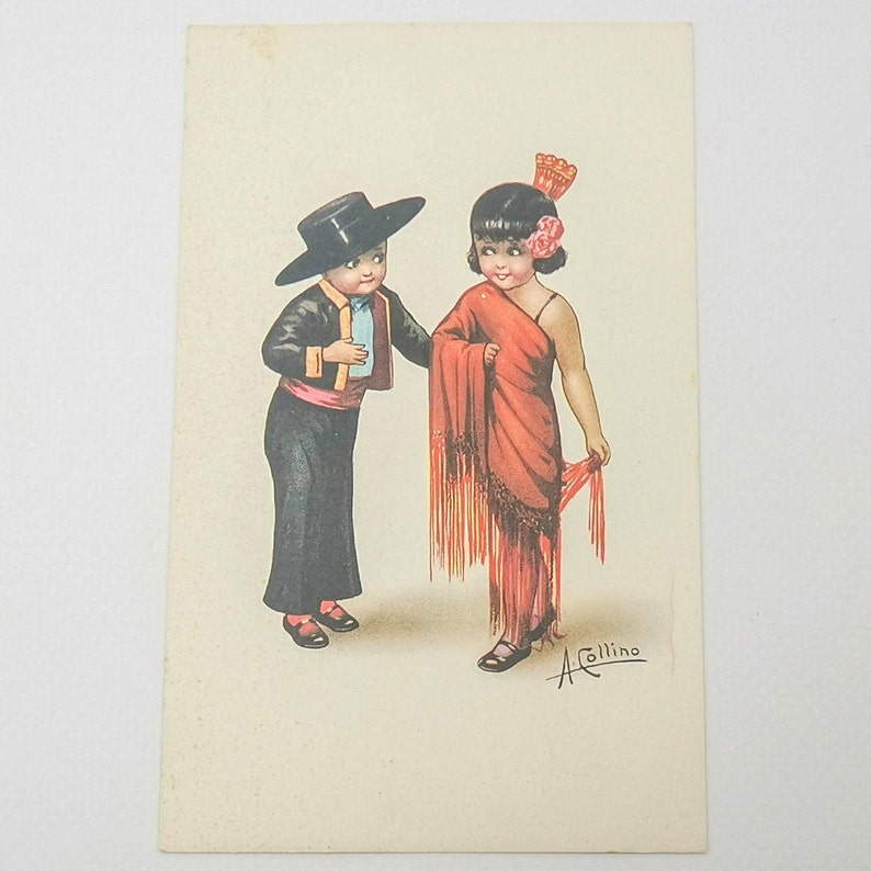 Cartoline antiche con coppie di bambini, cartoline d'epoca illustratore Collino, cartoline vintage da collezione epoca aani '30, Collino immagine 3