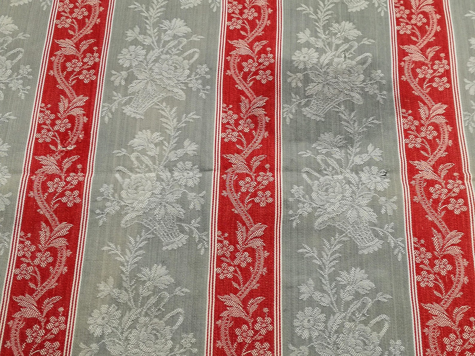 Antique French Mattress Ticking Fabric Red & Grey Napoleon III Etsy
