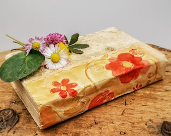 Antikes italienisches Buch, Venedig 1609, handgemalter floraler Rücken