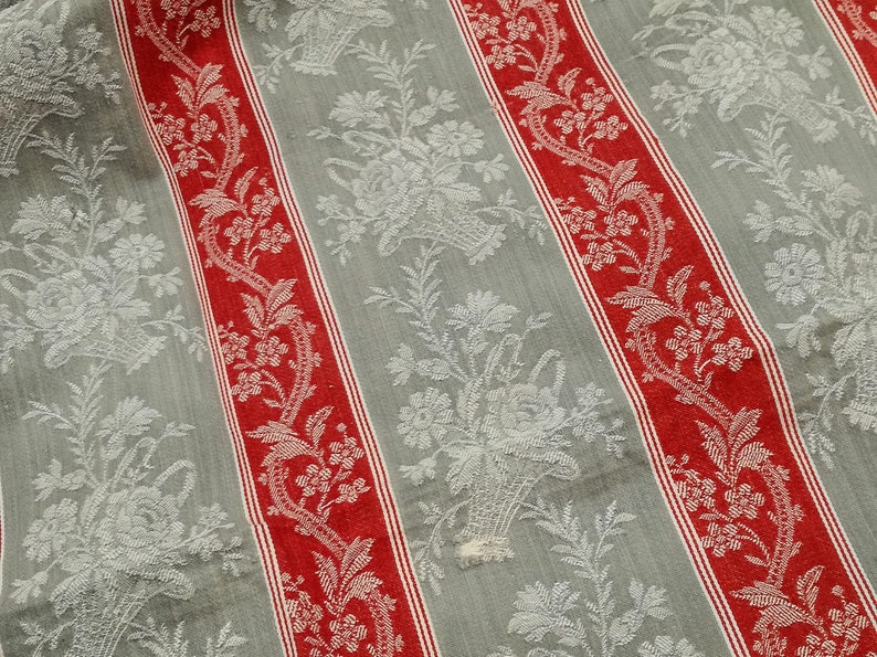 Antique French Mattress Ticking Fabric Red & Grey Napoleon III Etsy