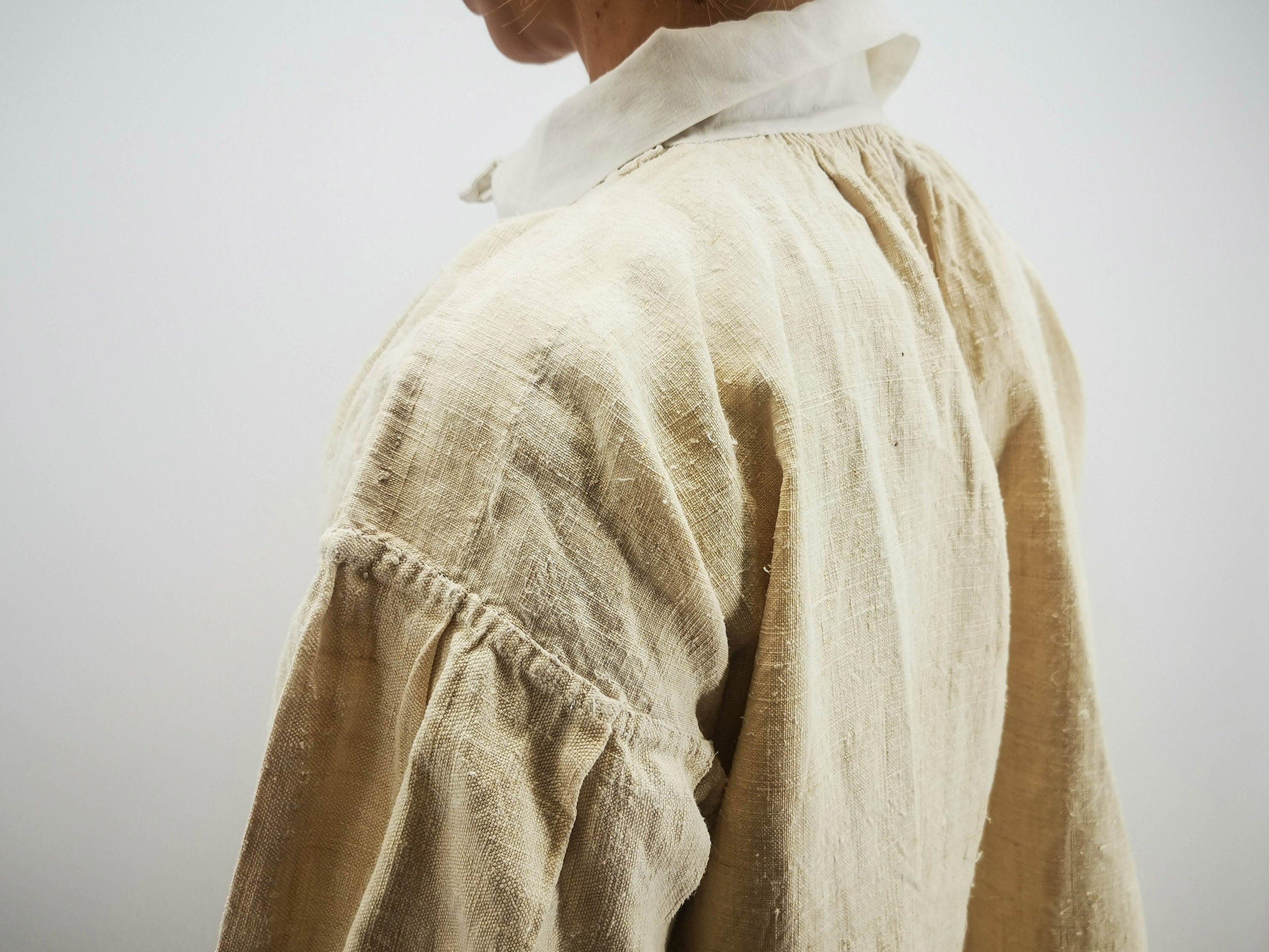 Antique French Worker Shirt, Peasant Natural Homespun Linen Antique French Worker Shirt, Peasant Natural Homespun Linen