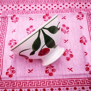 Antique French cafè au lait bowl hand painted cherries, St Amand vintage french ceramic bowl, antique French cafe au lait bowl, vintage bowl