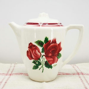 Antique French ceramic coffee pot or teapot, vintage Digoin Sarreguemines Cibon coffee pot, collectible Cibon coffee pot