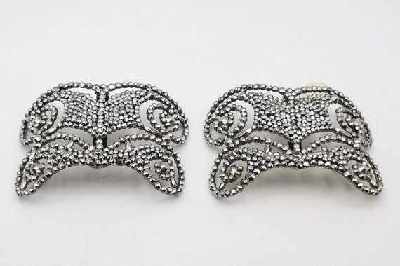 Antique French shoe buckles, Edwardian era shoe b… - image 4