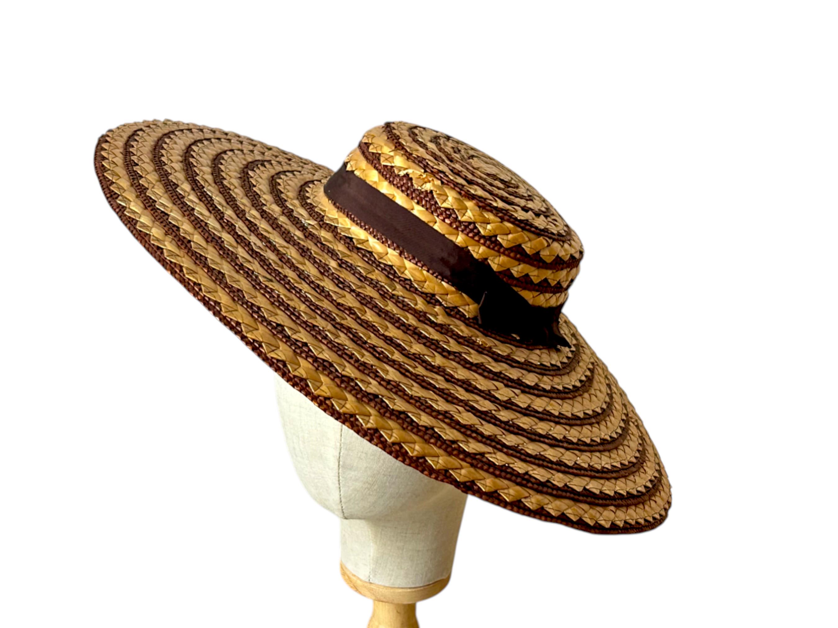 Old Susanna of Naples Straw Hat - tan , ribbon gold detail , straw , NWT , Golden Straw Boater x Awon Golding – Suzannah London main image 3