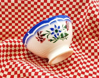 Cuenco de cerámica francés vintage Digoin Elorn, raro cuenco de café au lait coleccionable