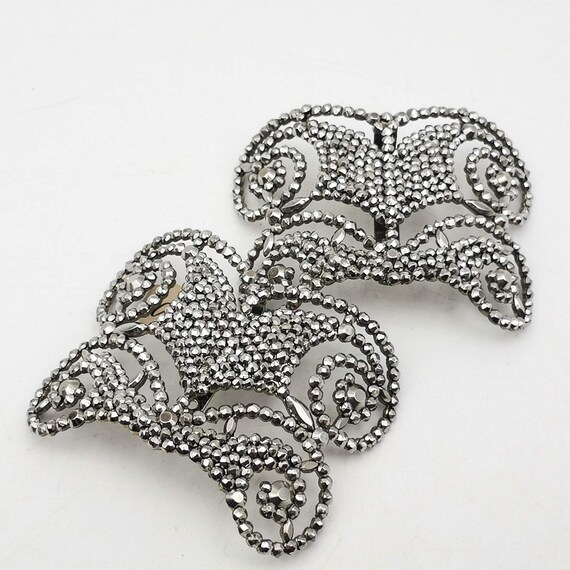 Antique French shoe buckles, Edwardian era shoe b… - image 2