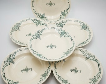 フランスアンティーク陶器 プレート 緑色装飾