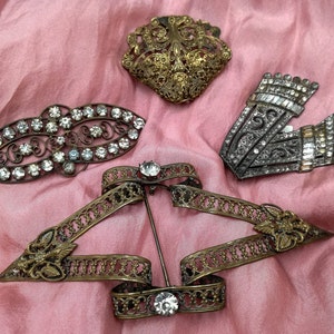 Rare Broche Ancienne Pince à Foulard Française Vintage Métal