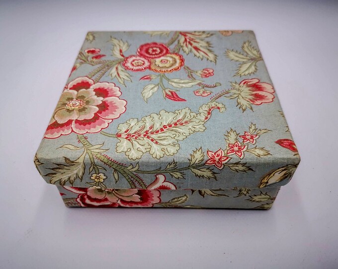 Antique FRENCH FABRIC Box Boudoir Box With Indienne Fabric, Pale Blue ...