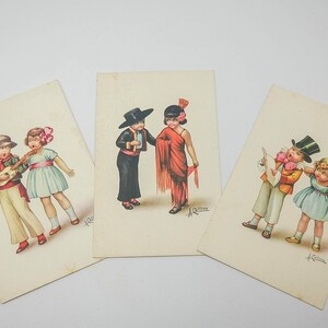Cartoline antiche con coppie di bambini, cartoline d'epoca illustratore Collino, cartoline vintage da collezione epoca aani '30, Collino immagine 2