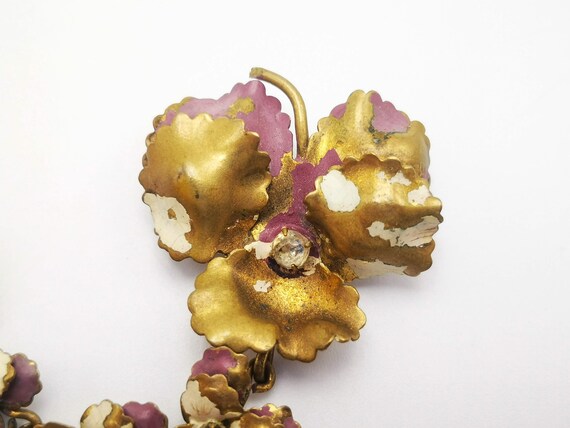 Antique French brooch, dangling pansies brooch, e… - image 8