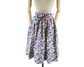 1950s Vintage Cotton Skirt, Abstract Print, Size XS