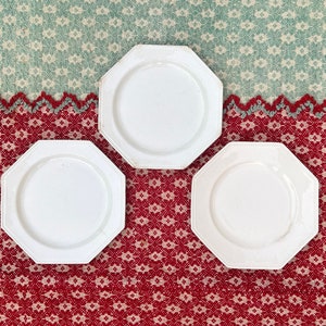 Vintage Faience Dinner Plates - Octagonal with Beaded Edge - Sarreguemines 1920s & Creil Montereau Early 1800s