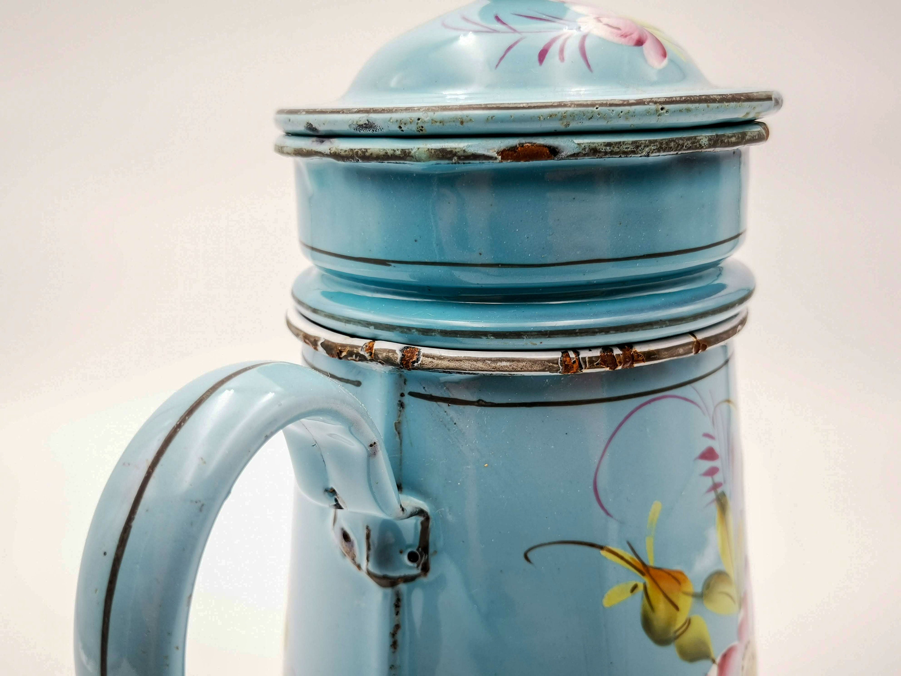 Antique French enamelware coffee pot - white 11¾ – Chez Pluie