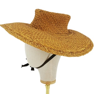 Antique French Straw Hat, Late 1800s, Woven Straw Farmer’s Hat, Rustic Workwear