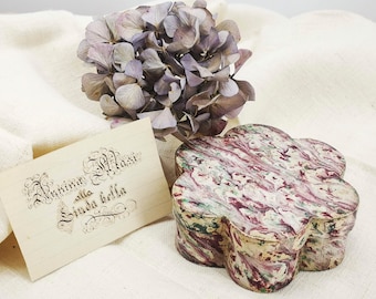 Antique Marbled Paper Flower Box, Italian Convent Find