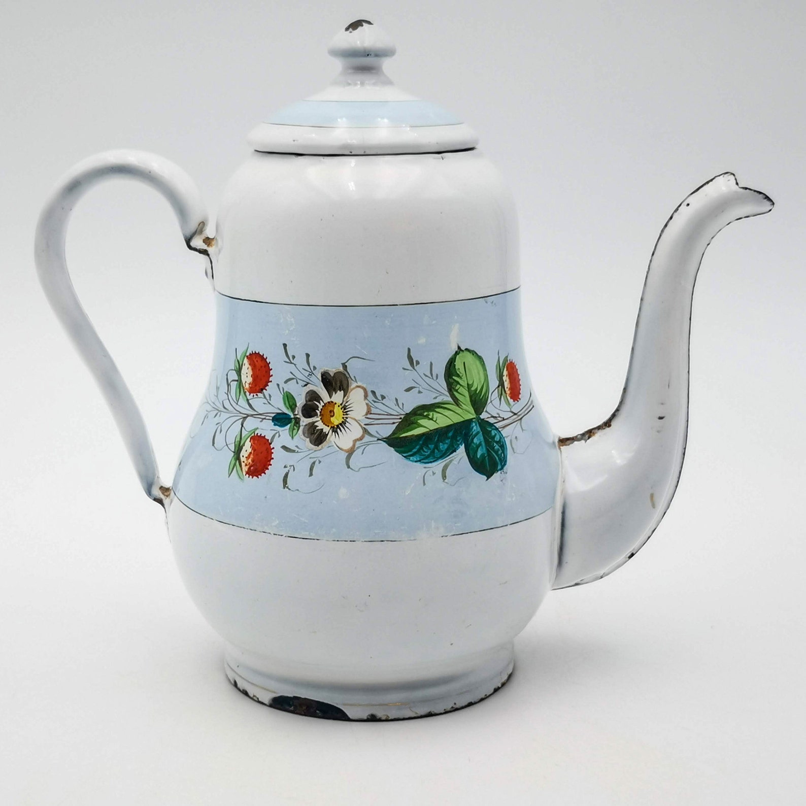 Antique Enamel Coffee Pot Small Coffee Pot 16 Cm Tall Hand Etsy