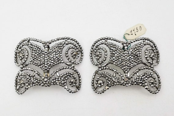 Antique French shoe buckles, Edwardian era shoe b… - image 3