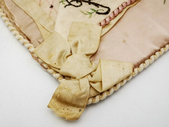 Antique Italian boudoir HANKY-CASE, pale pink sil… - image 10