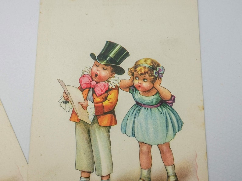 Cartoline antiche con coppie di bambini, cartoline d'epoca illustratore Collino, cartoline vintage da collezione epoca aani '30, Collino immagine 6