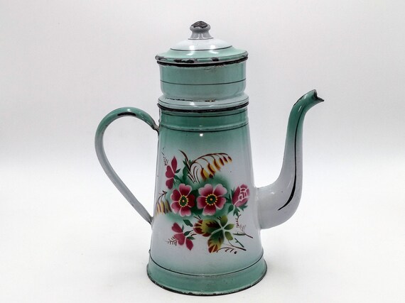 Enameled French Coffee Pot Douin Et 