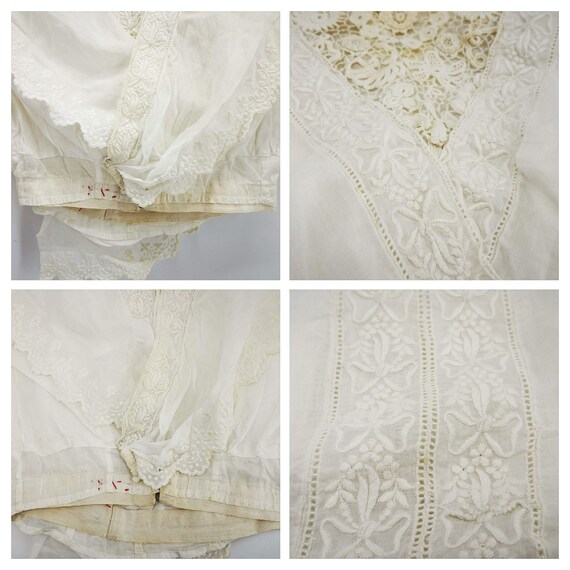 Antique French blouse, Irish crochet lace yoke an… - image 6