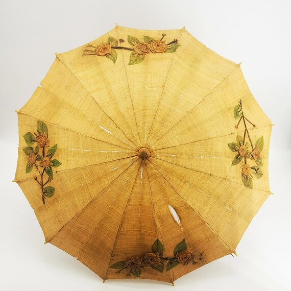 Antique Italian parasol umbrella, made in woven s… - image 2