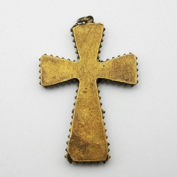 Antique Italian micro mosaic cross pendant, vinta… - image 6