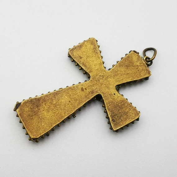 Antique Italian micro mosaic cross pendant, vinta… - image 9