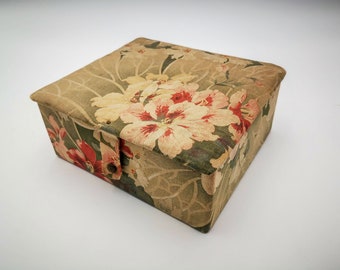 Antique French Fabric Box, Art Nouveau Floral Boudoir Box